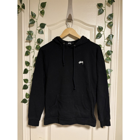 Black plain stussy hoodie with stussy arc print on back - Picture 1 of 5